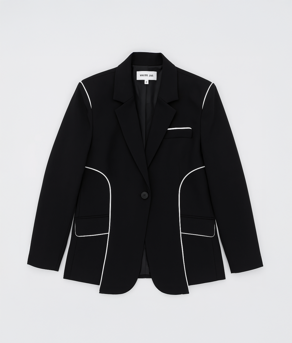 Veronica Blazer | Black Lapel Blazer with Trim Contrast