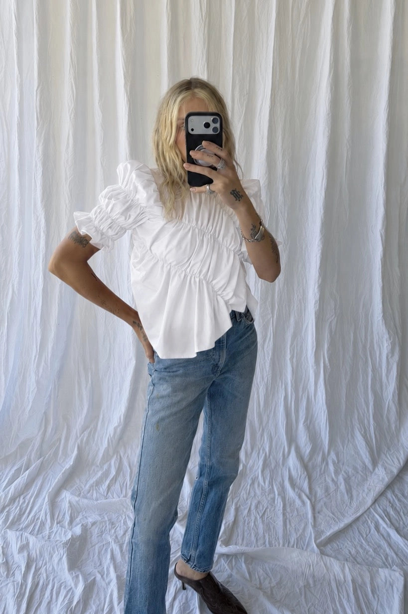 Chapman Shirt | Asymmetric Ruffle Texture Top