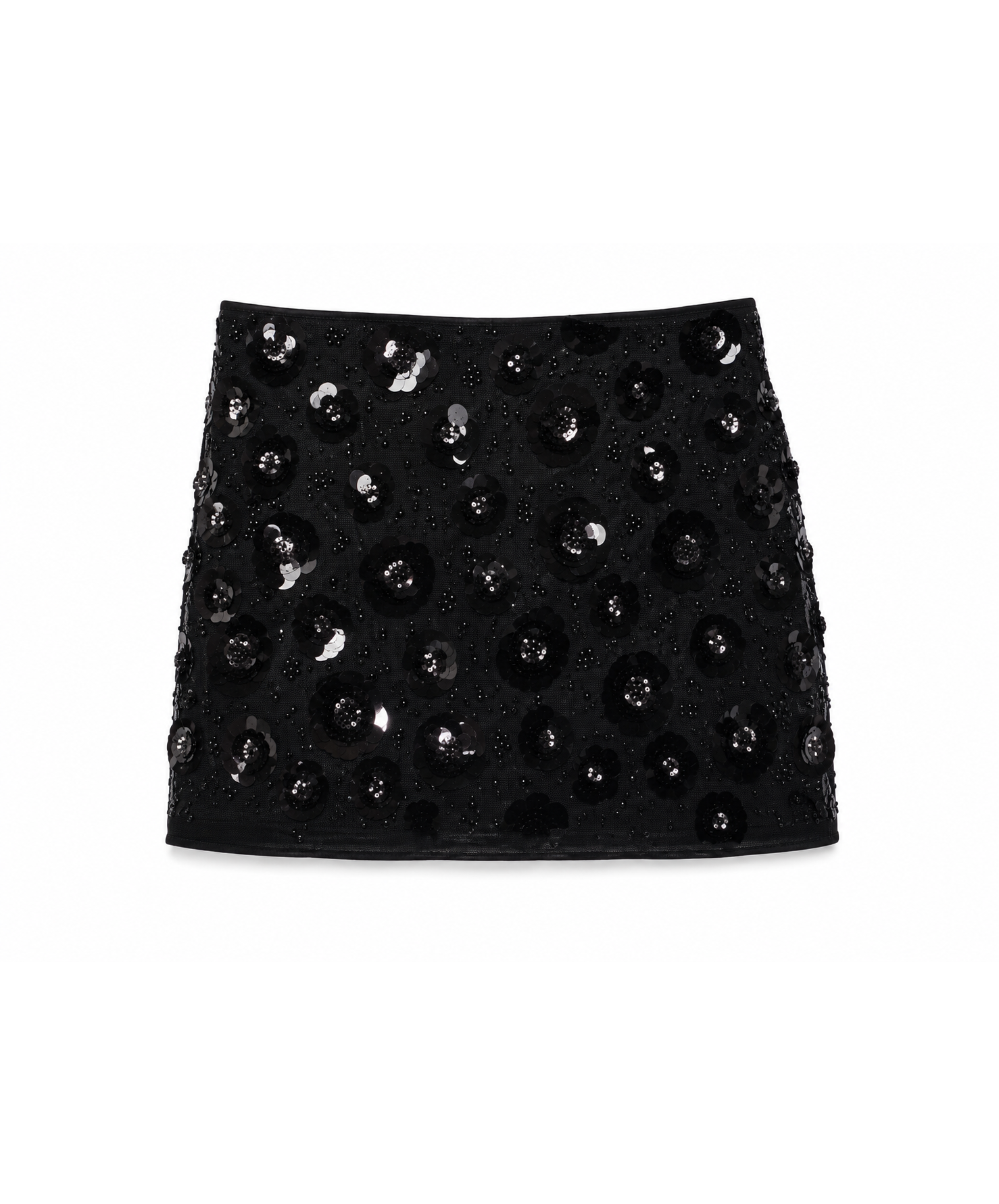 Sequin Floral Embellished Mini Skirt