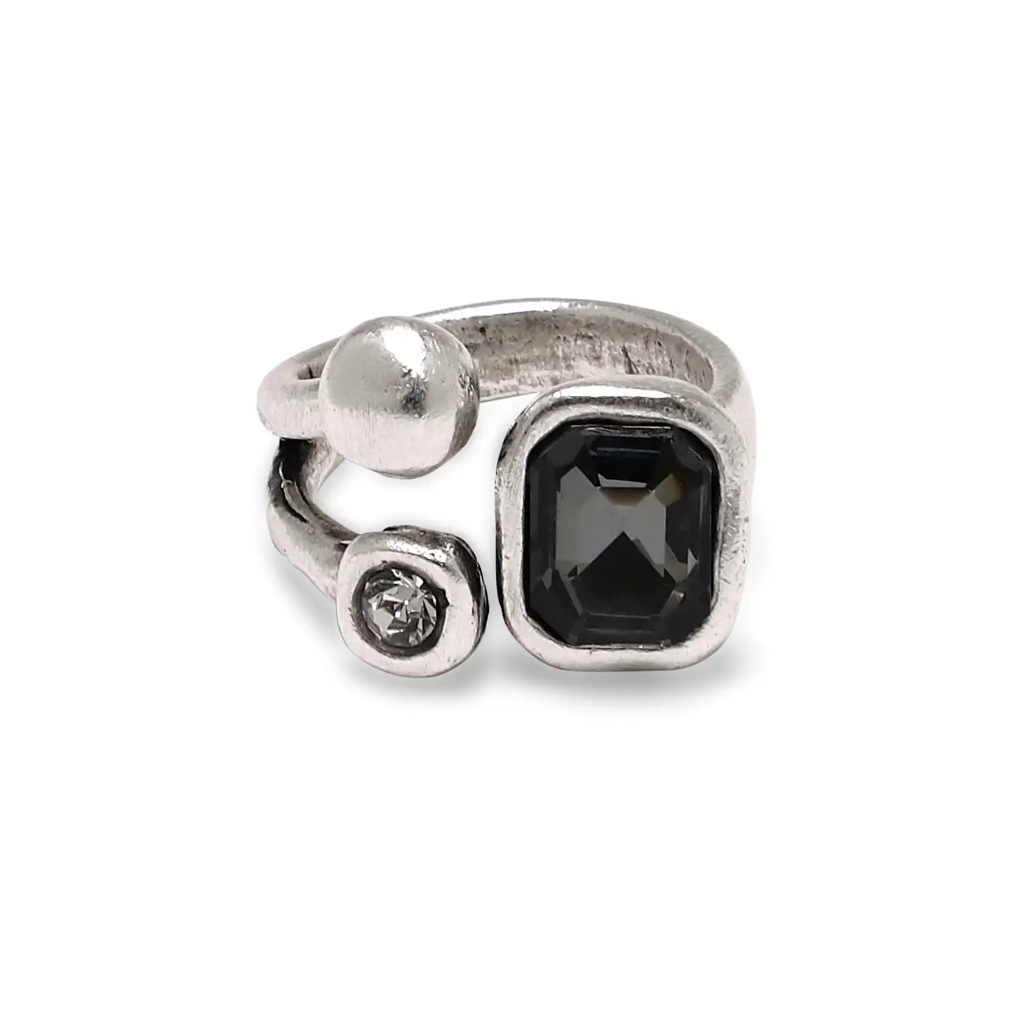 Handmade Smoky Crystal Brass Ring