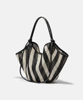 Woven Black and White Stripe Shoulder Bag
