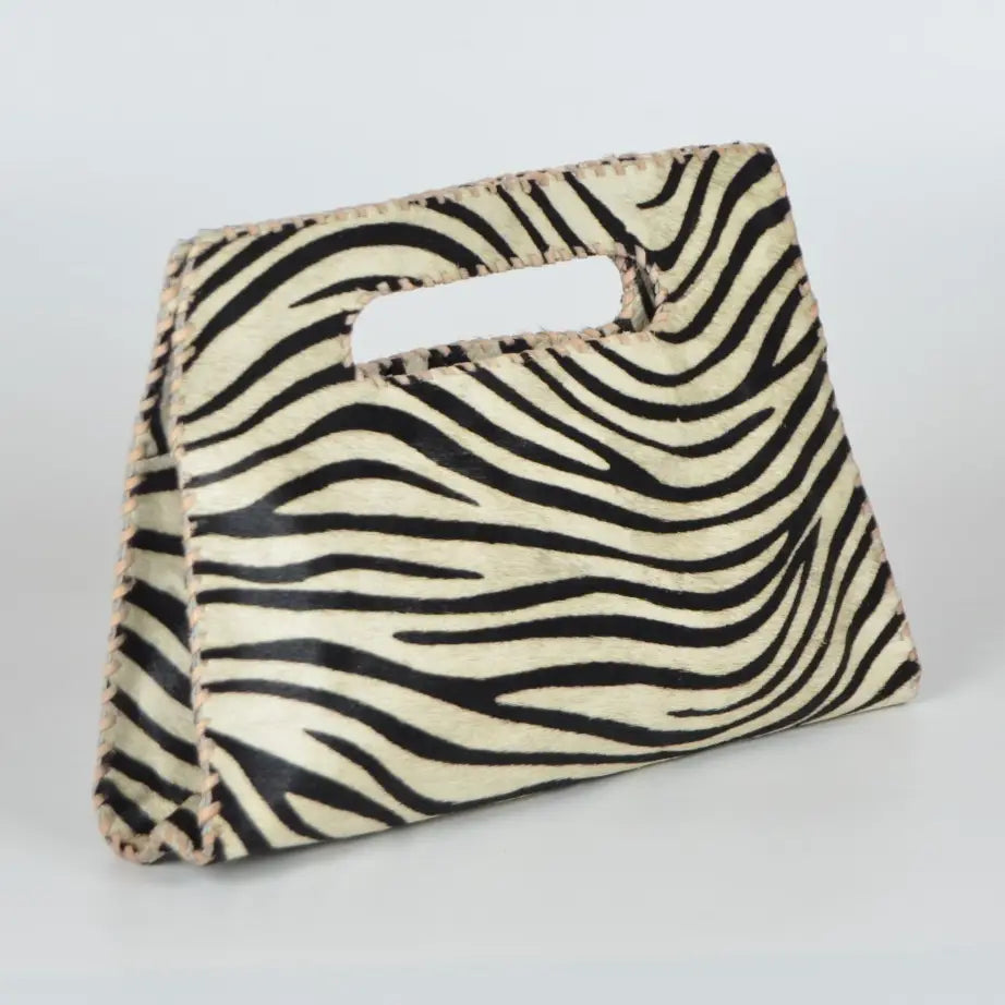 Mia Clutch Zebra Print Cowhide Hairon Leather Clutch