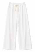 Eve Pants | White Cotton French Terry Wide Leg Pants