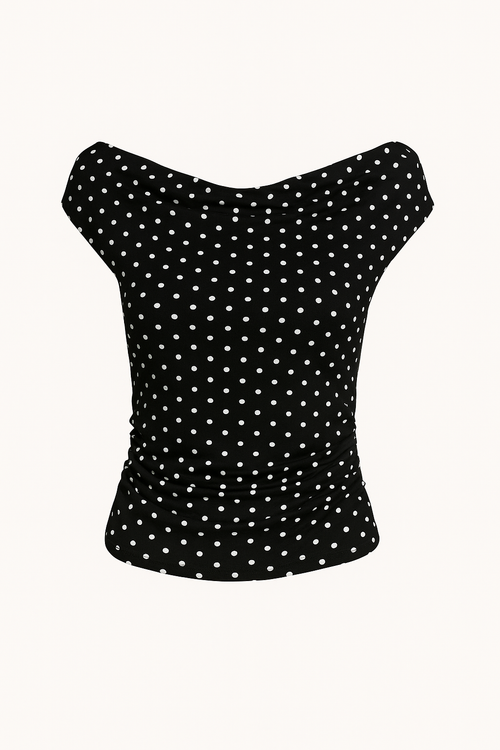 Bobbie Top | Black and White Polka Dot Asymmetrical Top