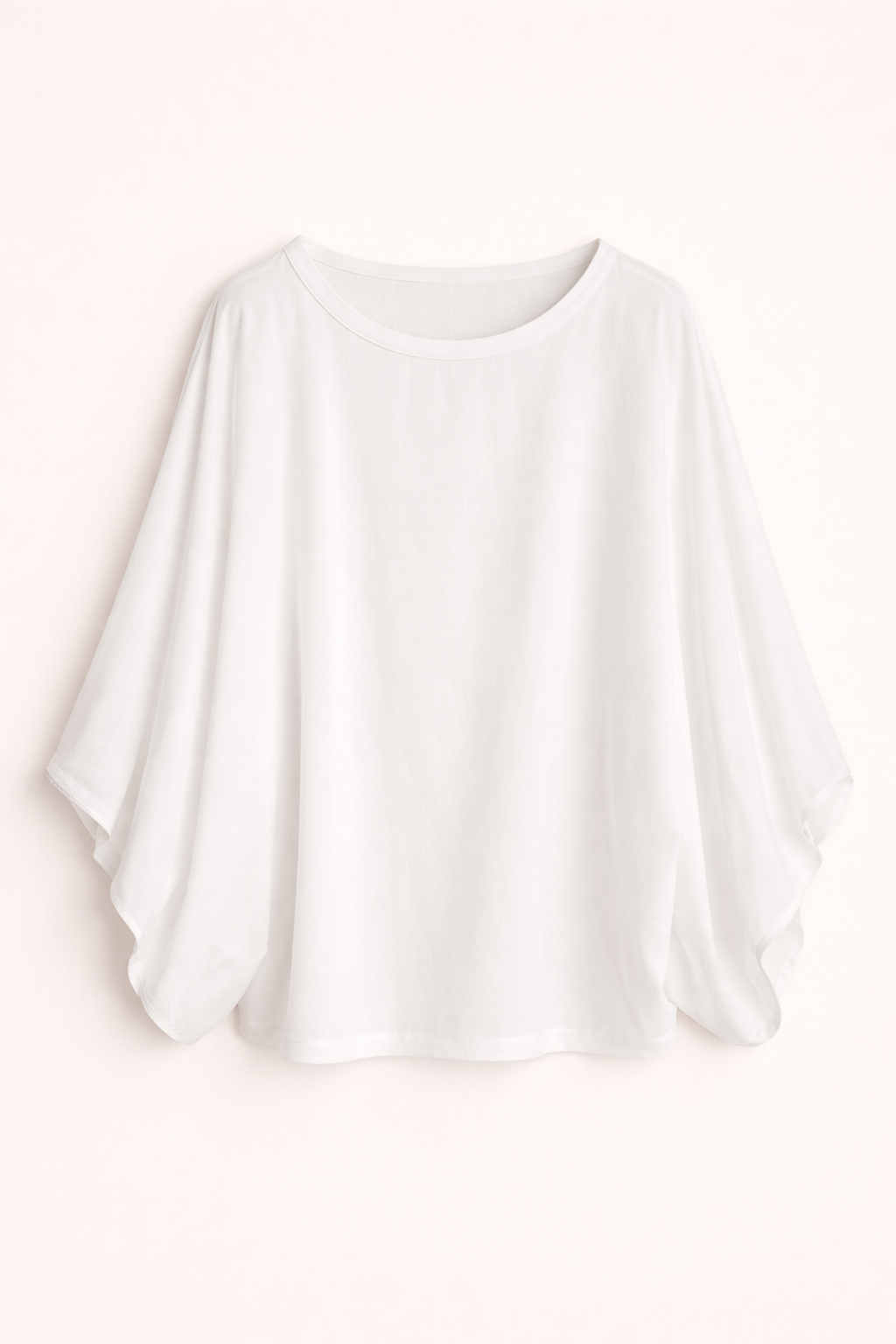 Euro Summer White Crew Neck Tee with Bell Sleeves