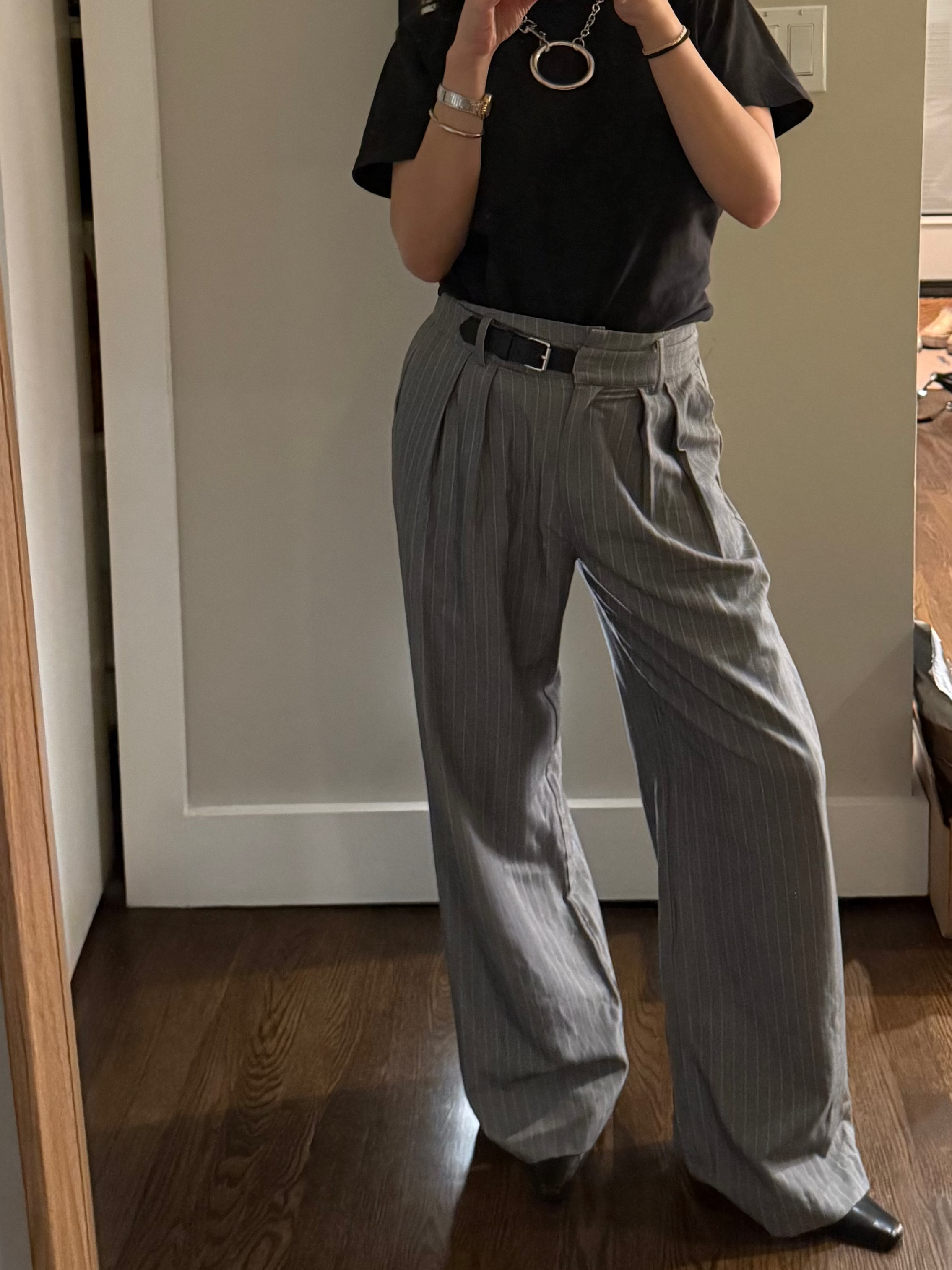 Lydia Trouser | Pinstripe Straight Leg Pants
