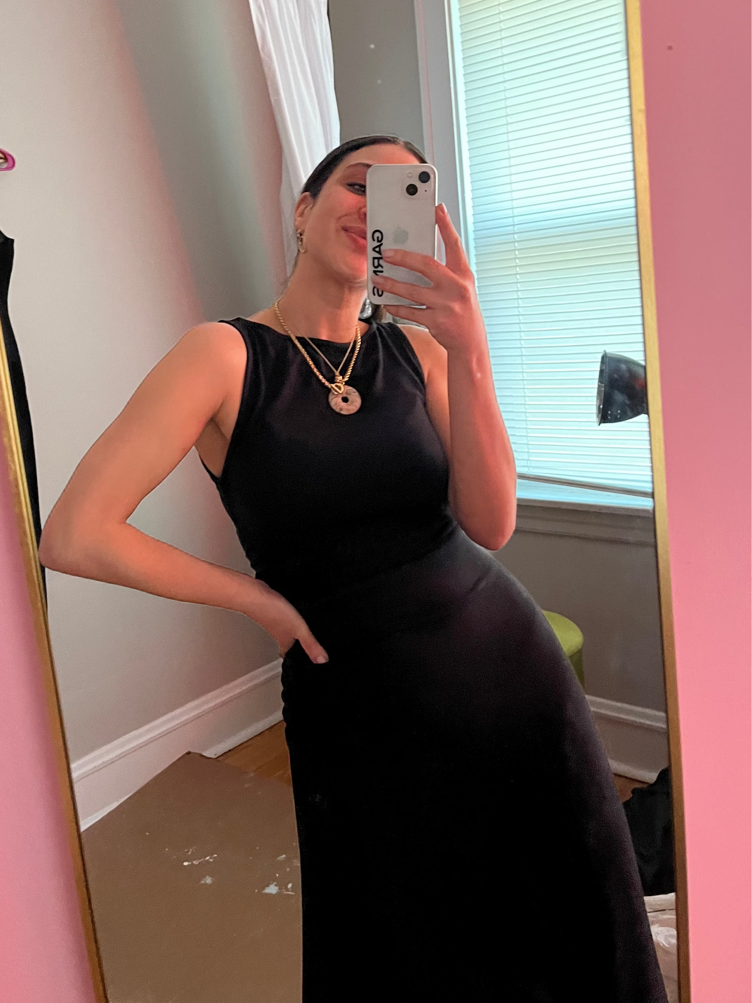 Cande Dress | Solid Boat Neck Asymmetrical Drape Hem Maxi Dress