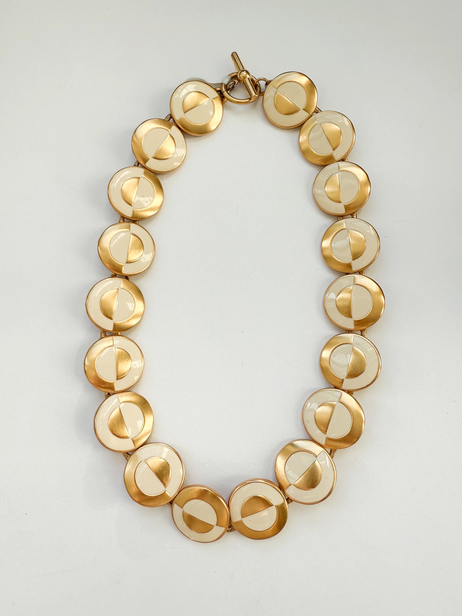 Vintage cream and gold circle statement necklace