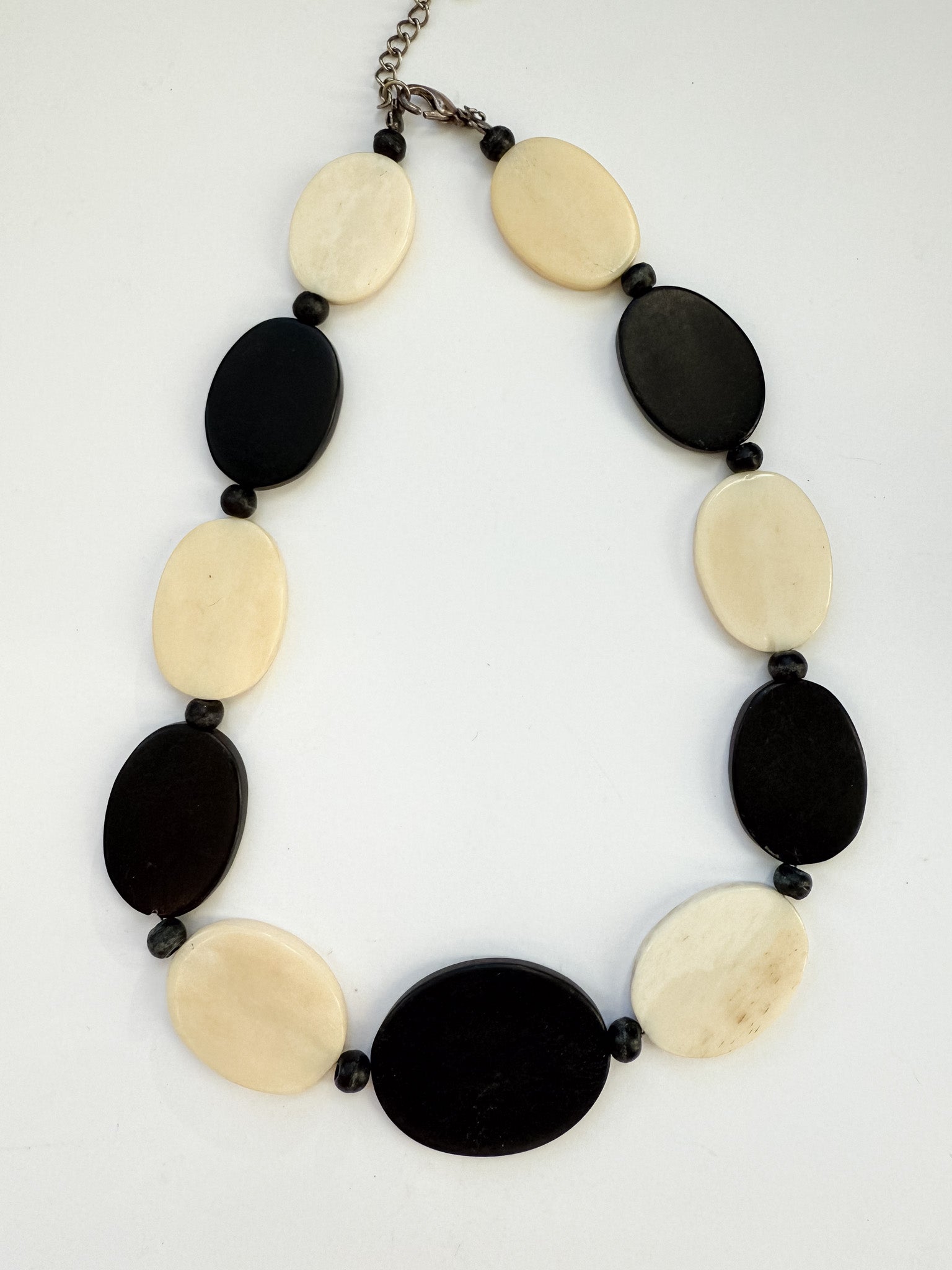 vintage black and white stone necklace