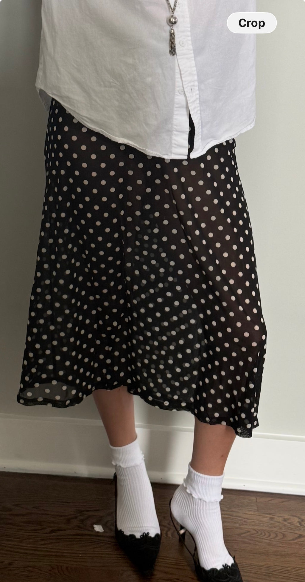 Sheer Polka Dot Midi Skirt
