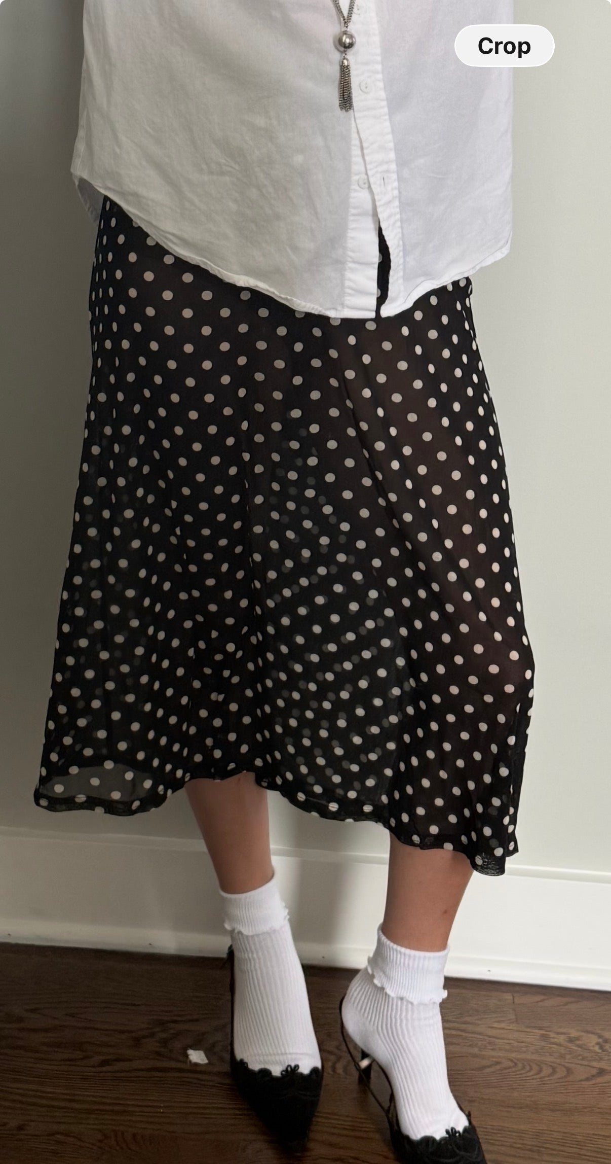 Sheer Polka Dot Midi Skirt