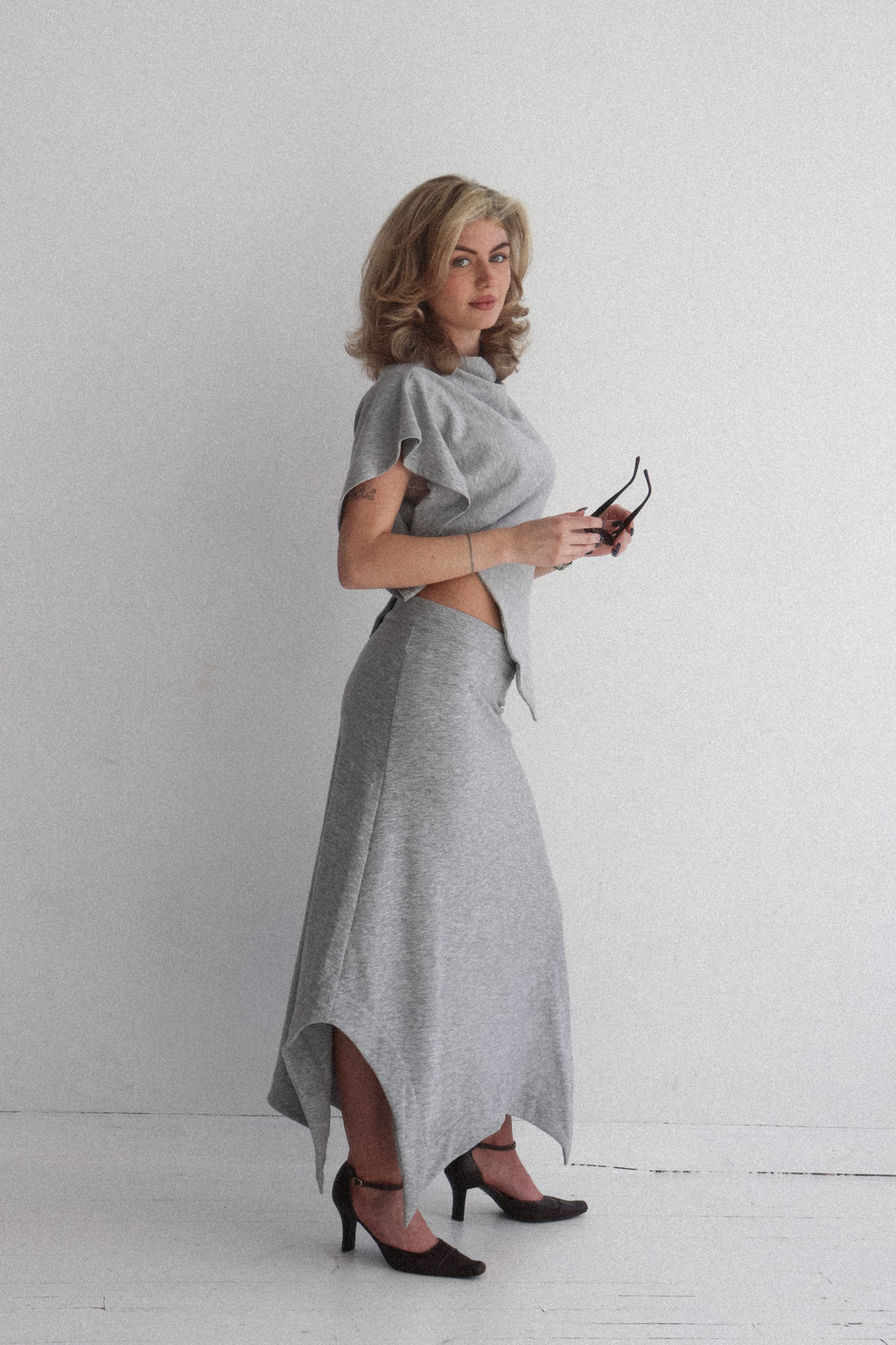 Kait Skirt | drape asymmetrical full length maxi skirt