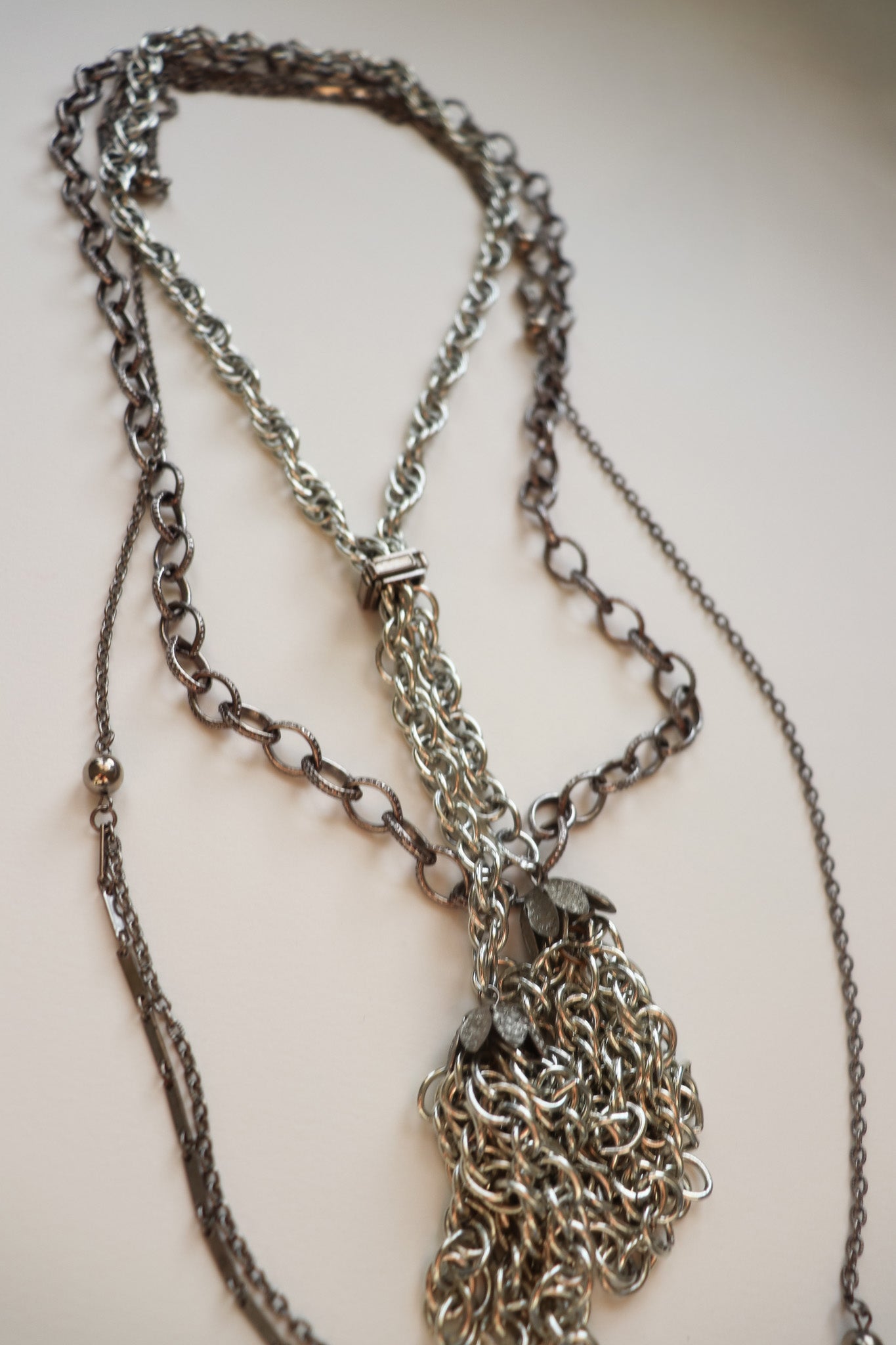 Vintage Silver Stack | Chunky Chain, Silver Mininimal layering, and Silver Lariat