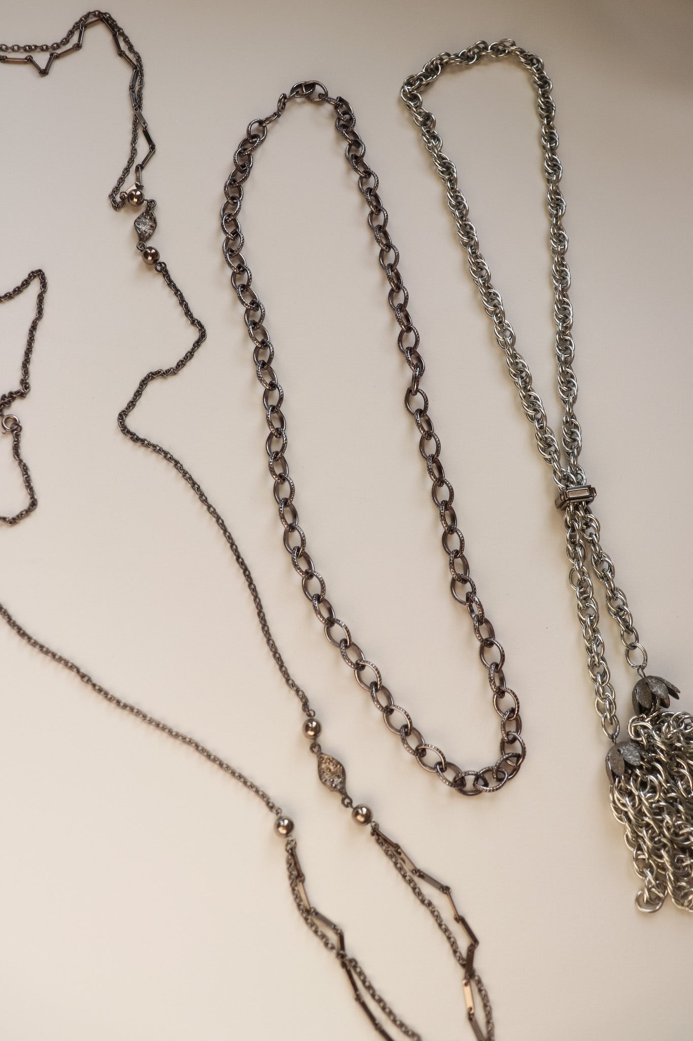 Vintage Silver Stack | Chunky Chain, Silver Mininimal layering, and Silver Lariat