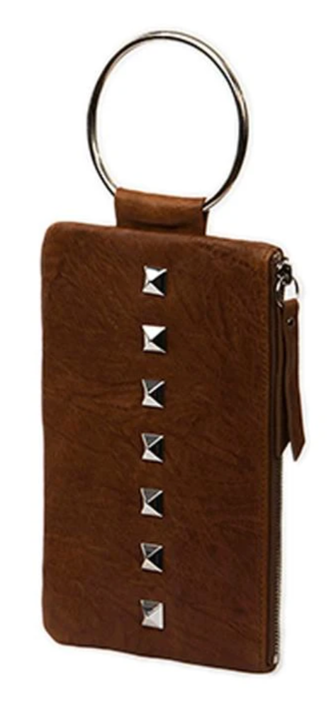 Degroot Leather Wrist Clutch with Silver Grommets