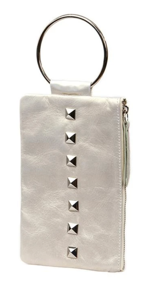 Degroot Leather Wrist Clutch with Silver Grommets