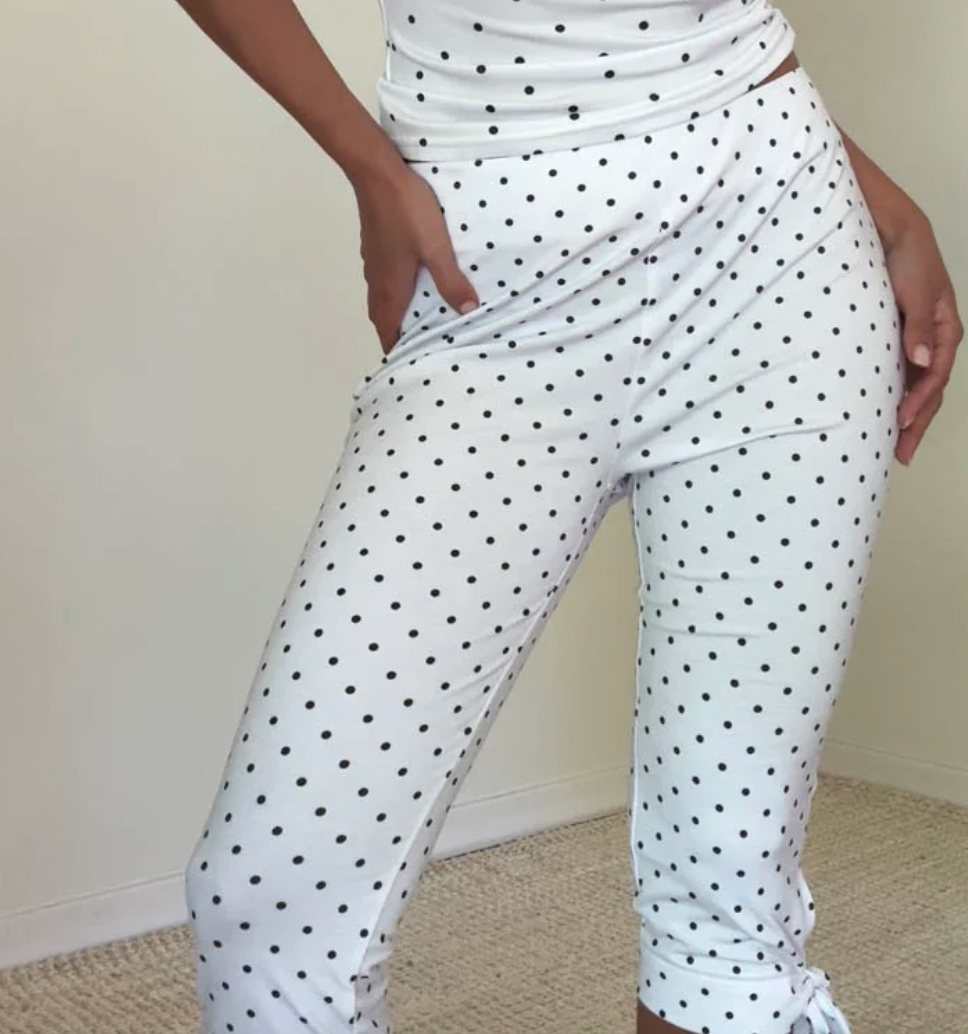 White Polka Dot Capri Pants