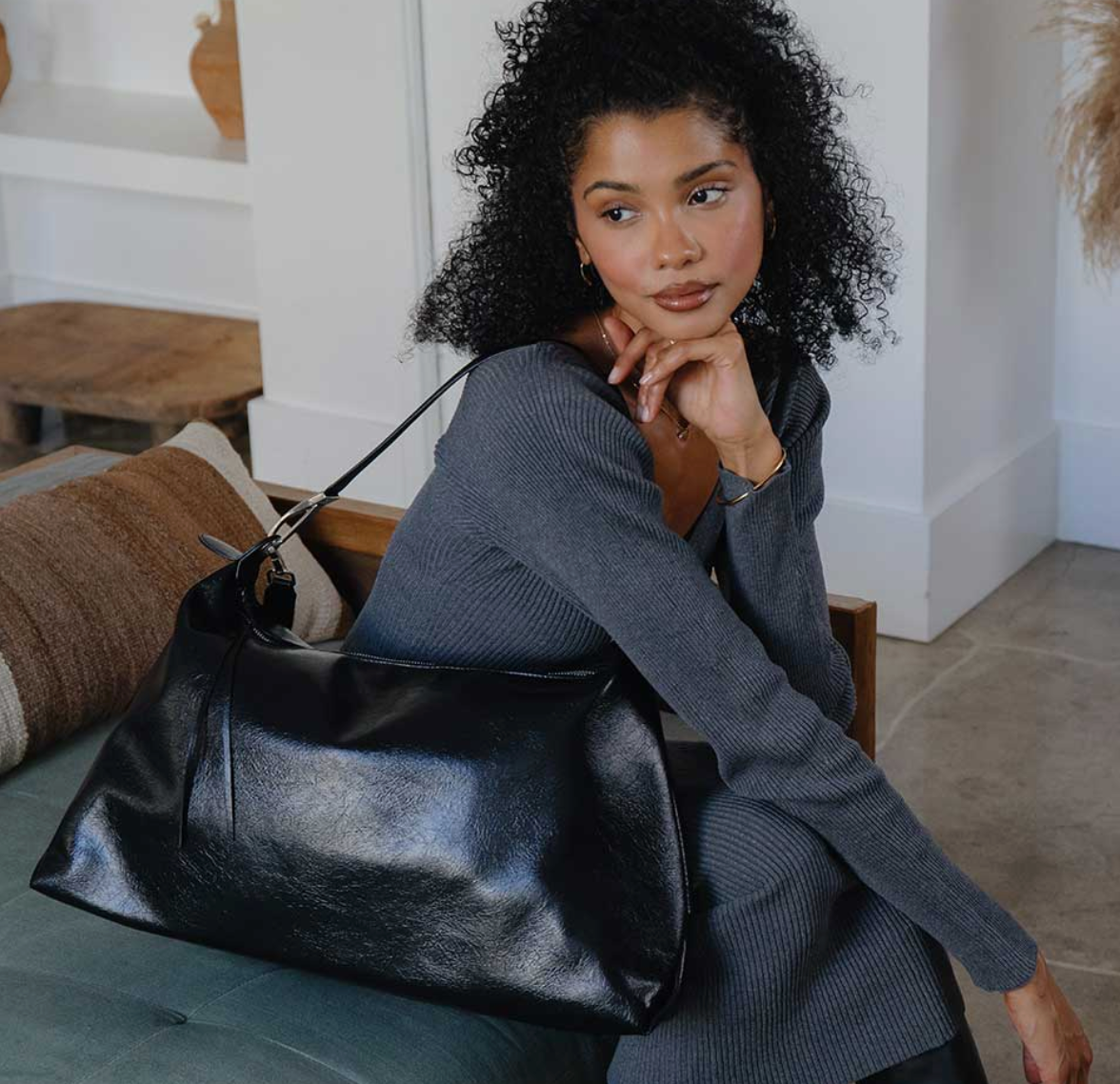 Melie Bianco | Charlie Black Recycled Vegan Shoulder Bag