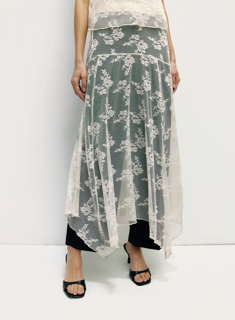 Rose Skirt | Sheer Lace Scarf Skirt