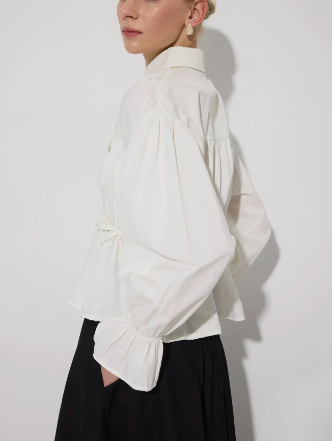 Mia Button Down | Gathered Long Sleeve Top