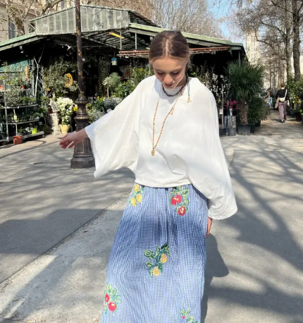 Euro Summer White Crew Neck Tee with Bell Sleeves