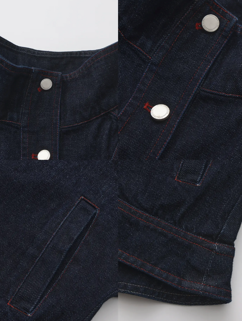Classic Stand Collar Fitted Denim Jacket