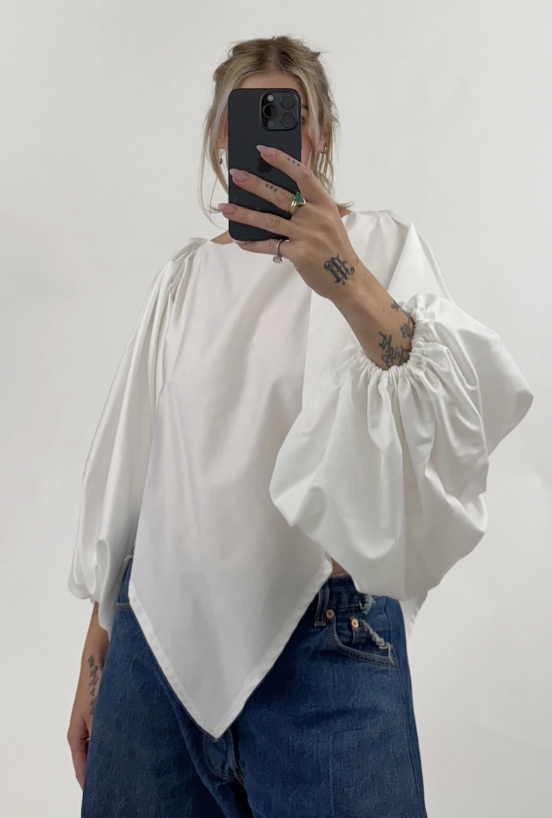 Bronco Shirt | Long Sleeve Puff Sleeve Scarf Top
