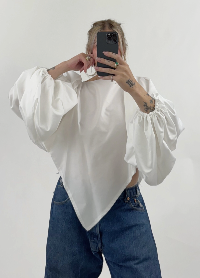 Bronco Shirt | Long Sleeve Puff Sleeve Scarf Top