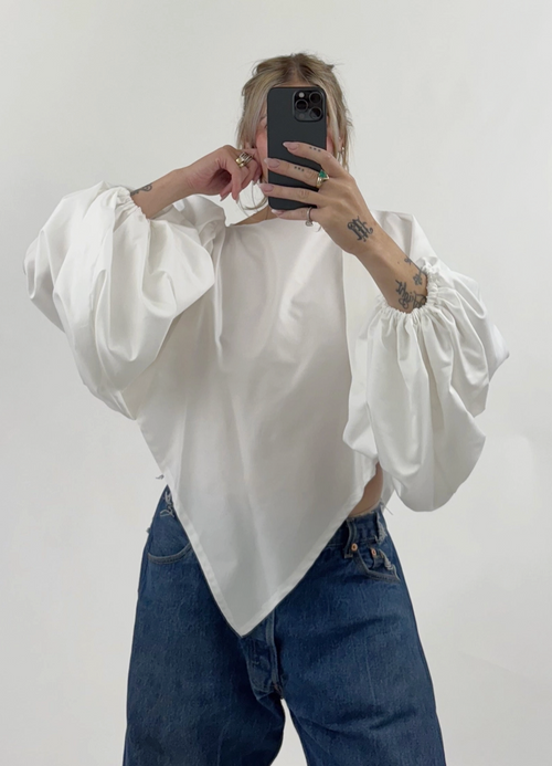 Bronco Shirt | Long Sleeve Puff Sleeve Scarf Top