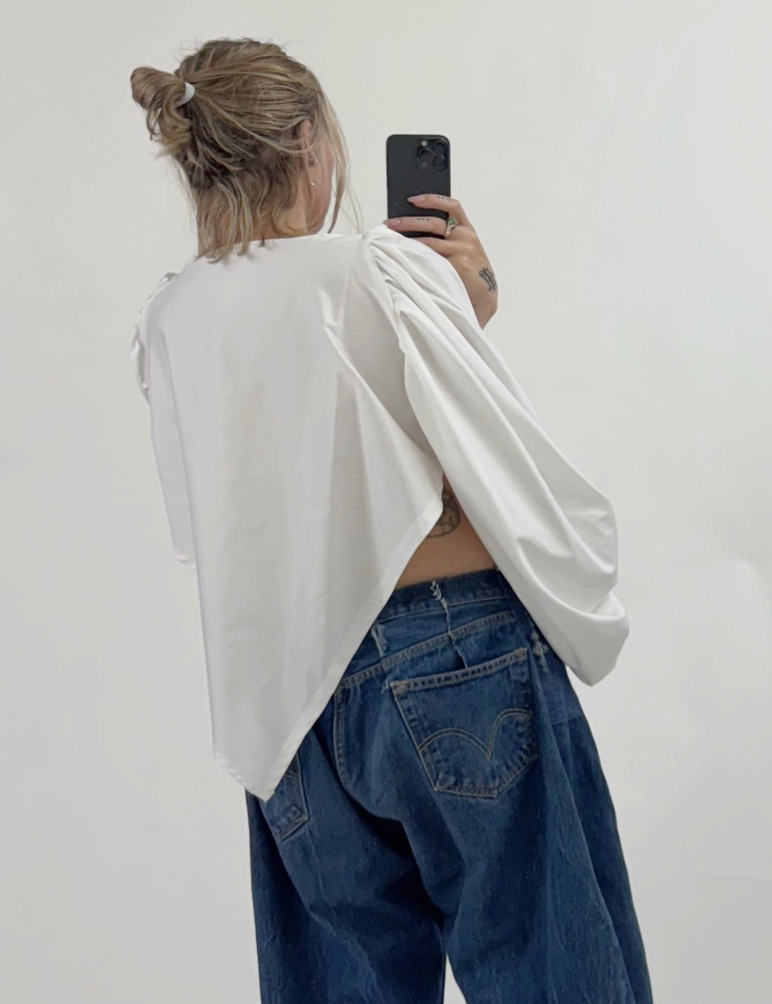 Bronco Shirt | Long Sleeve Puff Sleeve Scarf Top