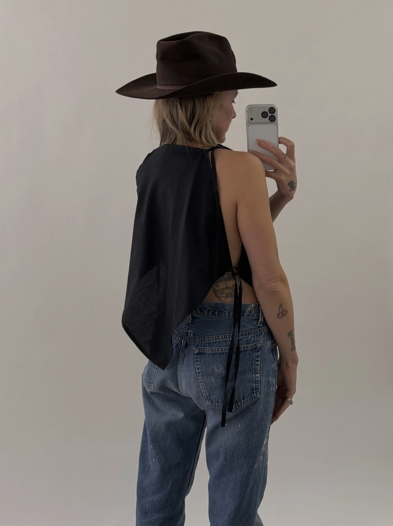 Austin Top | Tank Top with Asymmetrical Hem and Side Tie