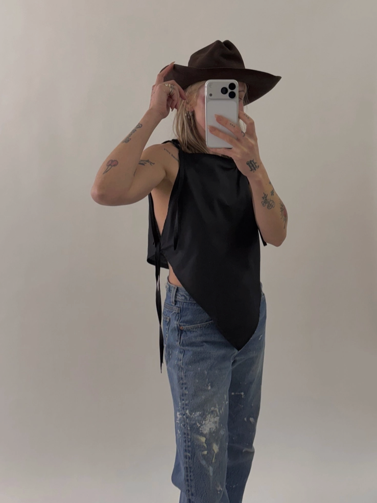 Austin Top | Tank Top with Asymmetrical Hem and Side Tie