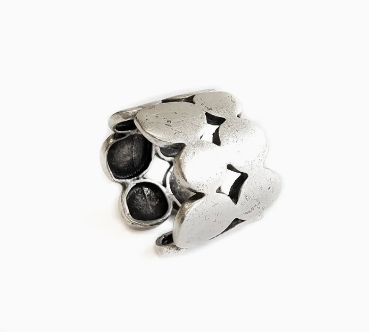 Circle Silver Brass Adjustable Ring