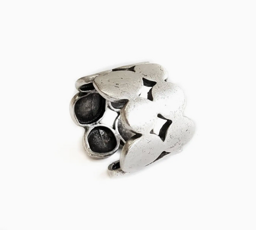 Circle Silver Brass Adjustable Ring