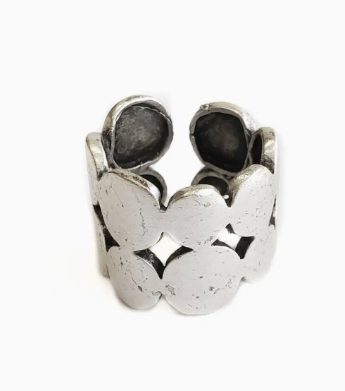 Circle Silver Brass Adjustable Ring