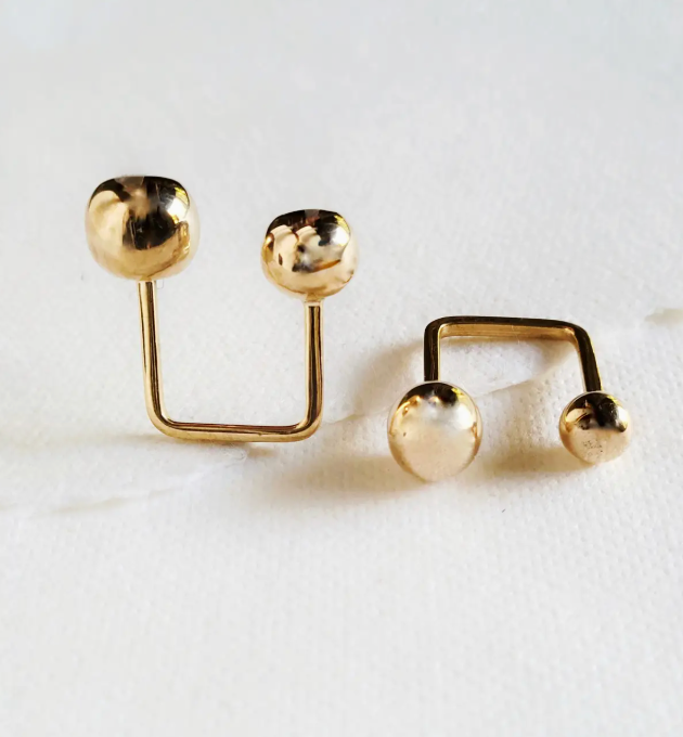 Brass Ring Moon Sphere Double Ball Adjustable