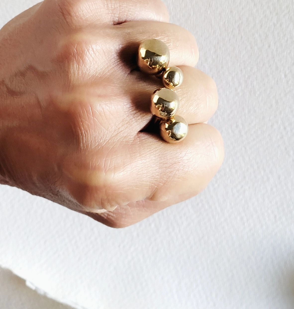 Brass Ring Moon Sphere Double Ball Adjustable