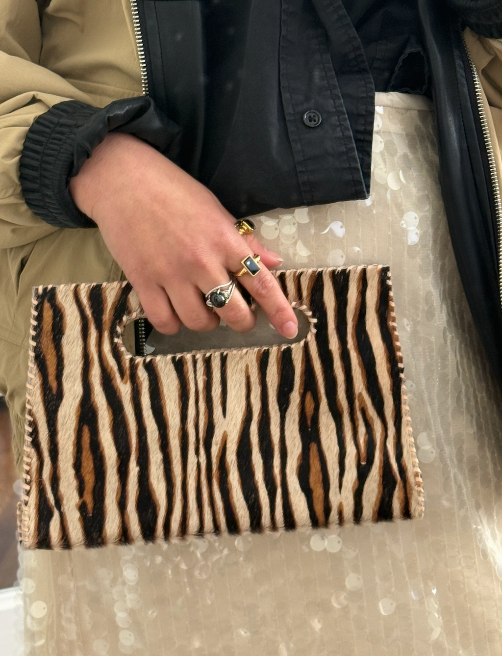 Mia Clutch Zebra Print Cowhide Hairon Leather Clutch
