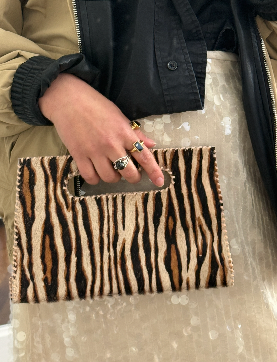 Mia Clutch Zebra Print Cowhide Hairon Leather Clutch
