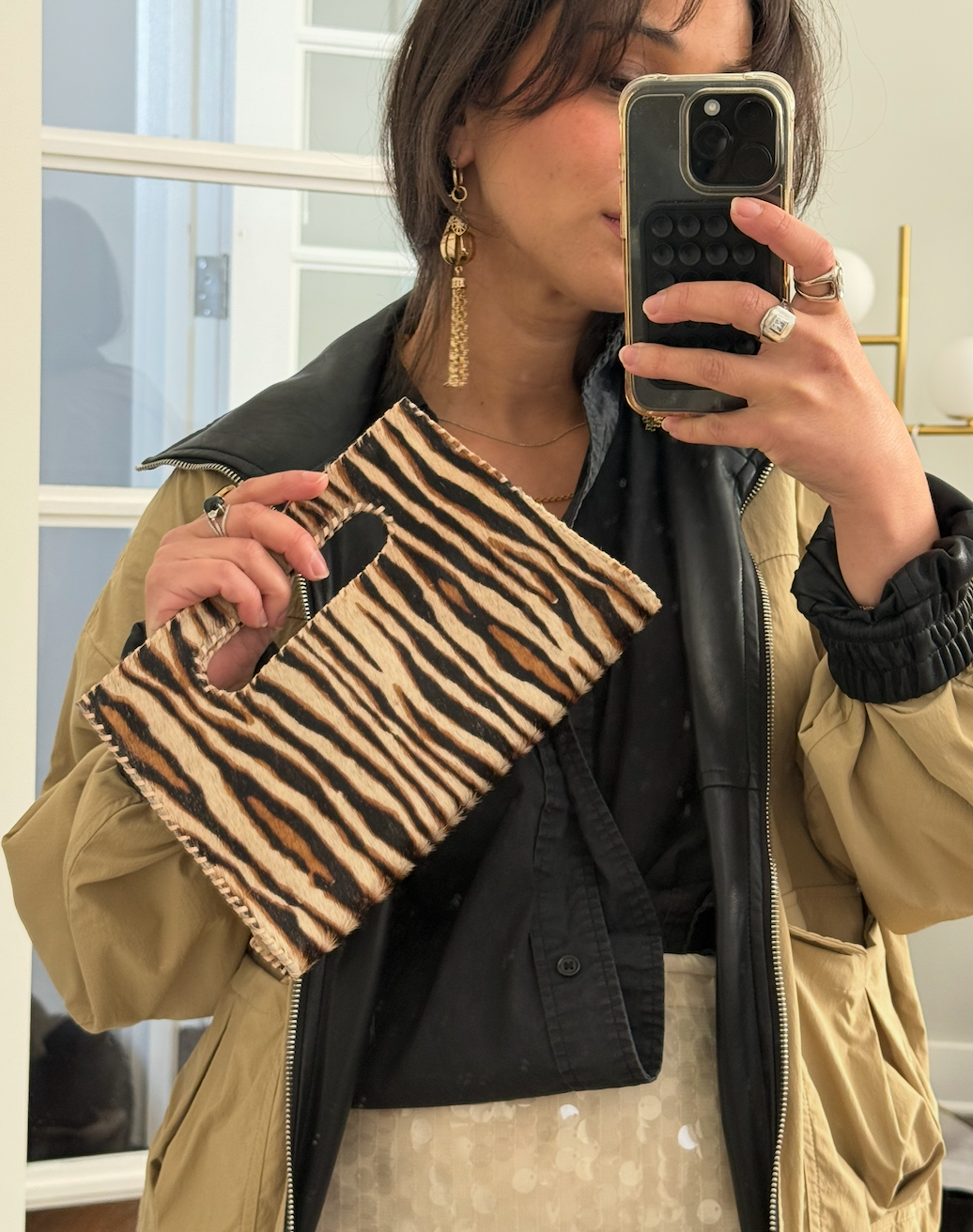 Mia Clutch Zebra Print Cowhide Hairon Leather Clutch