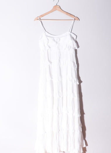 Amora Dress | White Ruffled Maxi Dress - Garms