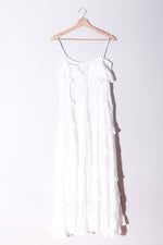 Amora Dress | White Ruffled Maxi Dress - Garms