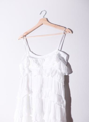 Amora Dress | White Ruffled Maxi Dress - Garms