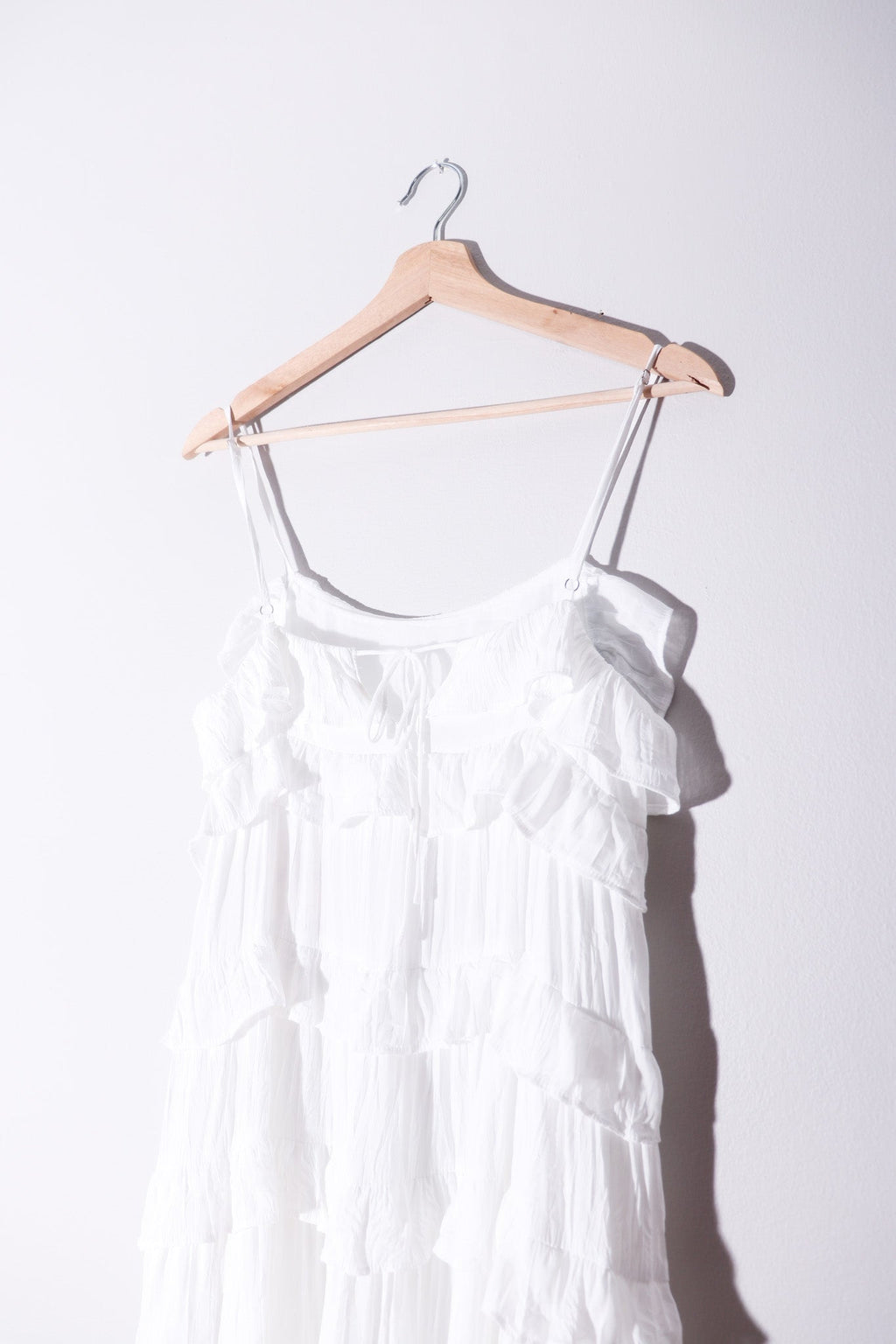 Amora Dress | White Ruffled Maxi Dress - Garms