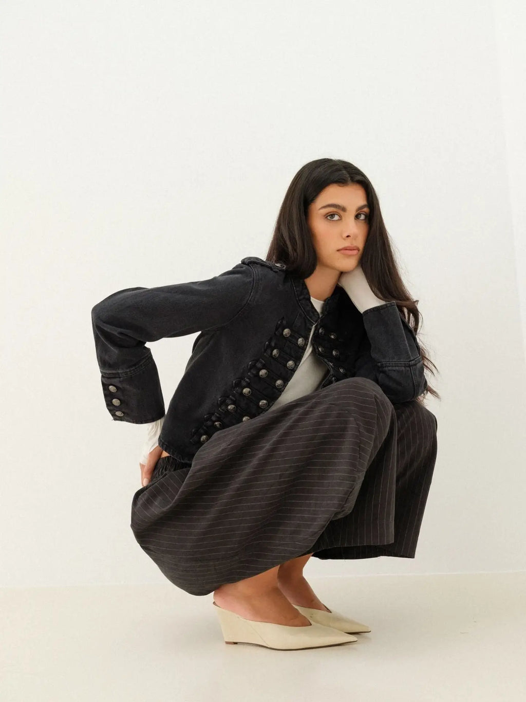 Samuel Trousers | Horseshoe Striped Black Trouser Elastic Waist Pants