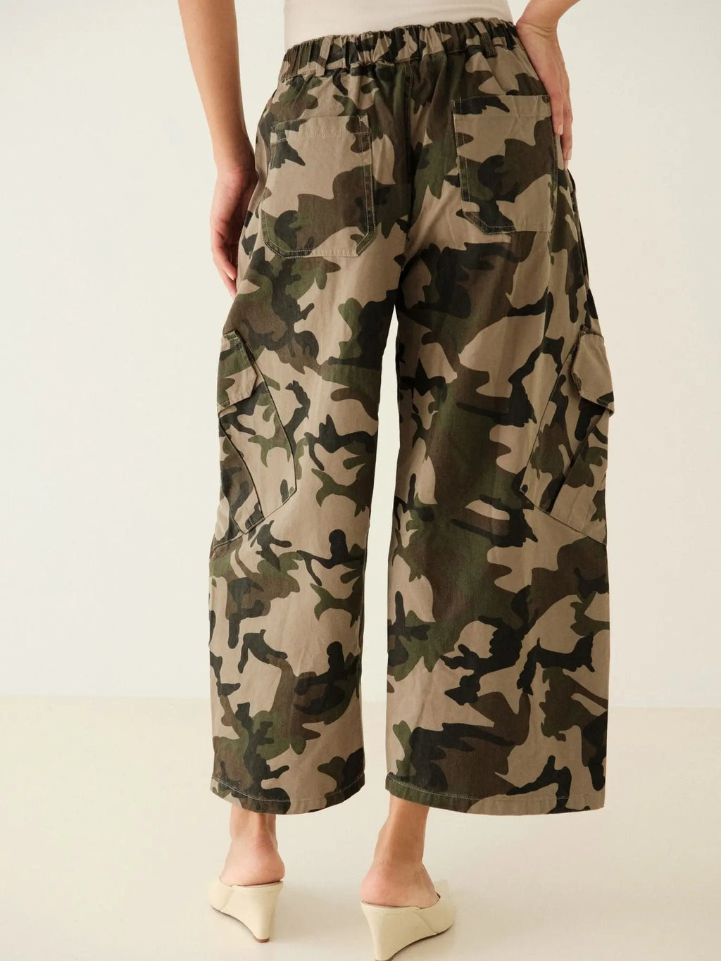 Nino Pants | Camo Cropped Wide Leg Horseshoe Bottoms