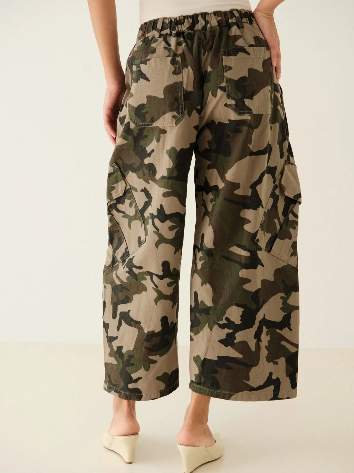 Nino Pants | Camo Cropped Wide Leg Horseshoe Bottoms