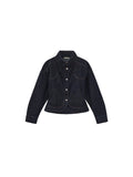 Classic Stand Collar Fitted Denim Jacket