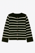 Meg Cardigan | Black and White Stripe Button Cardigan