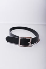 Black Menswear Belt with Silver Square Buckle - Garms